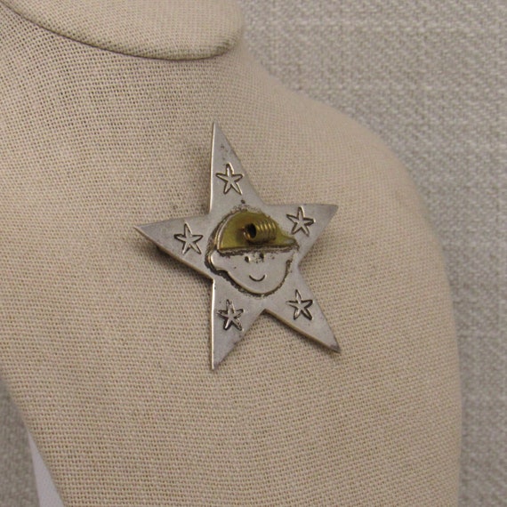 Very Unique Sterling Silver Vintage Star Pin + - image 2