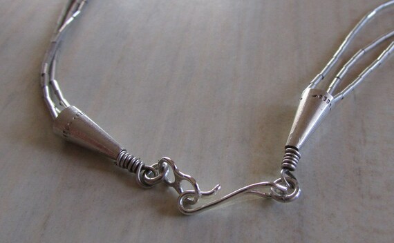 Three Strand Liquid Silver Cascading Necklace + - image 4