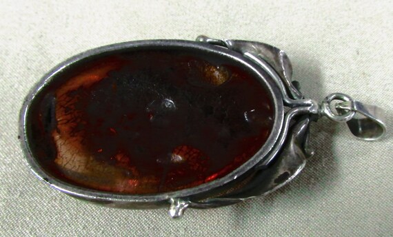 Sterling Silver and Amber Pendant + - image 5