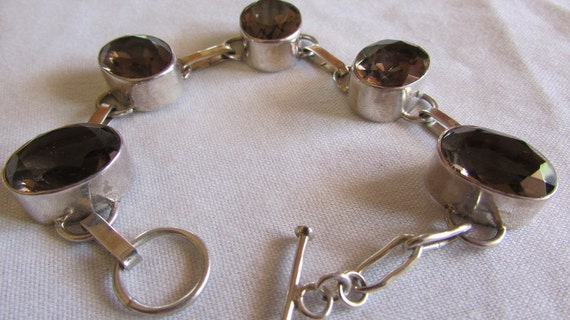 Sterling Silver and Faceted Quartz Link Bracelet + - image 4