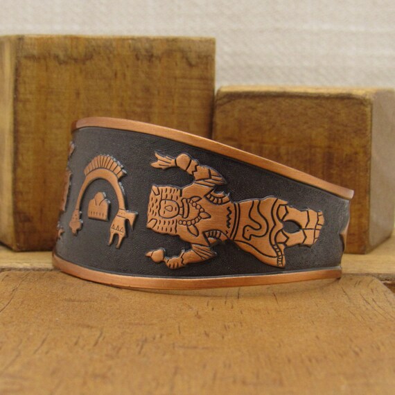 Copper Cuff Bracelet with Buffalo Dancer and Rain… - image 3