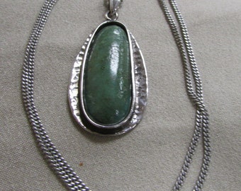 Green Turquoise and Sterling Silver Necklace +