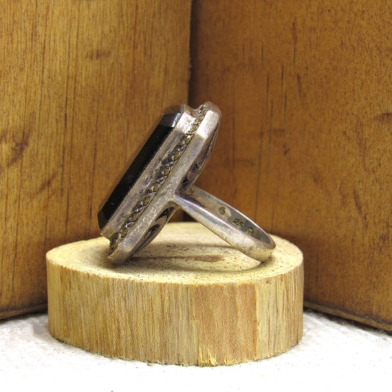 Sterling Silver and Marcasite Rectangular Ring  S… - image 3