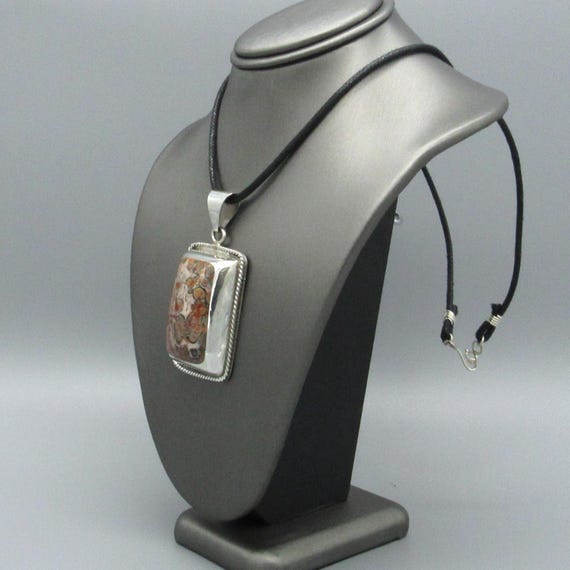Rectangular Sterling Silver and Jasper Pendant - image 3