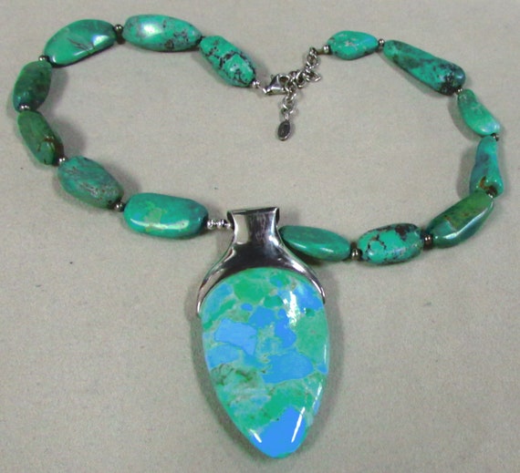 C Barse Sterling Silver and Turquoise Necklace + - image 1