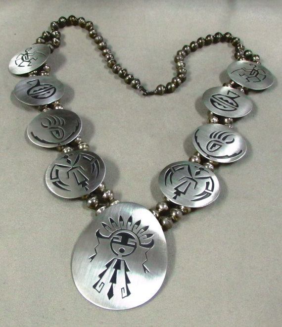 Southwest Sterling Silver Pictorial Squash Blossom