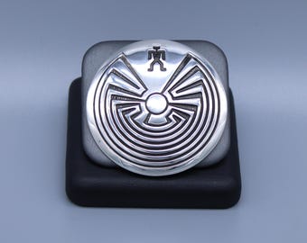 Large Sterling Silver Man in the Maze Brooch Pin