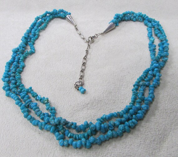 Small Turquoise Nugget Three Strand Nugget + - image 1