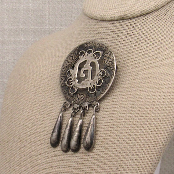 Taxco Sterling Pin With Silver Dangles + - image 3