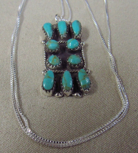 Sterling Silver and Faux Turquoise Necklace +