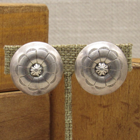 Sterling Silver Southwest Design Clip Earrings + - image 1