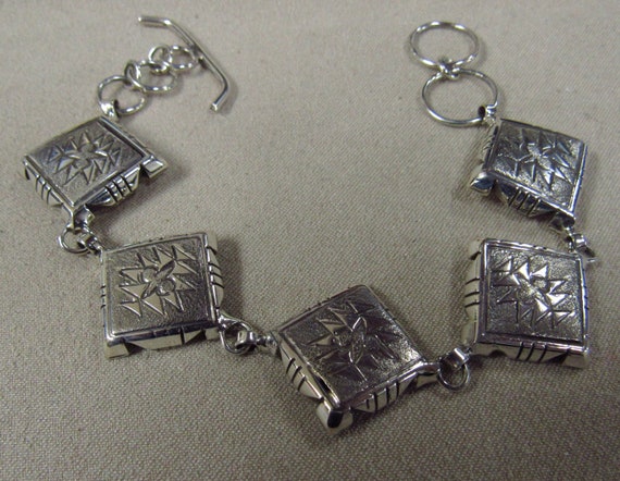 Sterling Silver Square Link Toggle Bracelet + - image 2