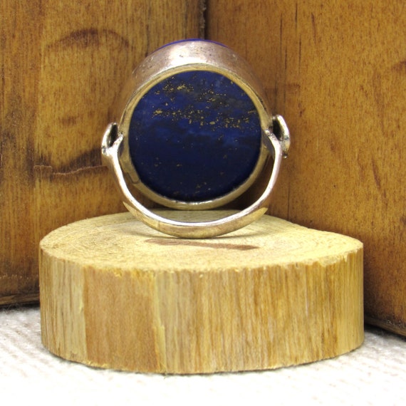 Sterling Silver and Oval Lapis Ring Size 7 1/2 + - image 4