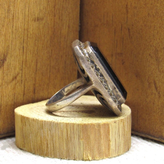 Sterling Silver and Marcasite Rectangular Ring  S… - image 2