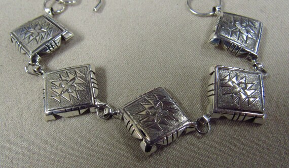 Sterling Silver Square Link Toggle Bracelet + - image 3