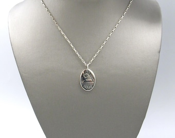 Reversible Sterling Silver Hopi Rain Symbol Pendant Necklace