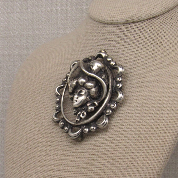 Sterling Silver Large Art Nouveau Pin + - image 3