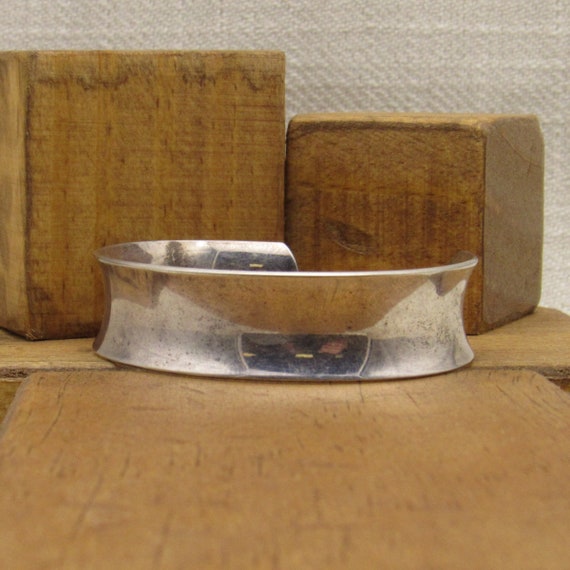 Sterling Silver Concave Cuff Bracelet + - image 3