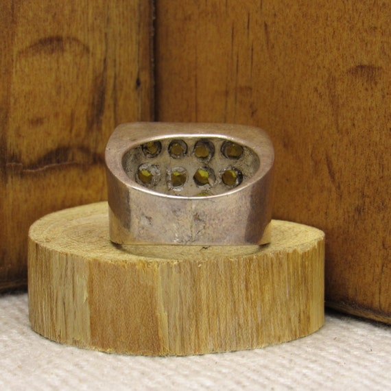 Rectangular Sterling Silver and Peridot Ring Size… - image 4