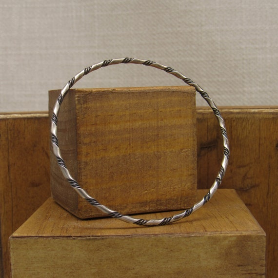 Sterling Silver Twisted Wire Bangle Bracelet +