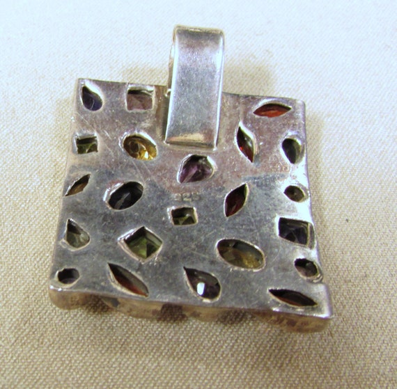 Sterling Silver and Multi Faceted Stone Pendant + - image 5