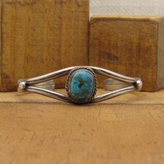 Southwest Sterling Silver and Turquoise Cuff Brac… - image 1