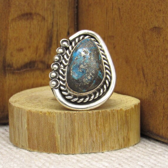 Turquoise and Sterling Silver Southwest Ladies Ri… - image 1