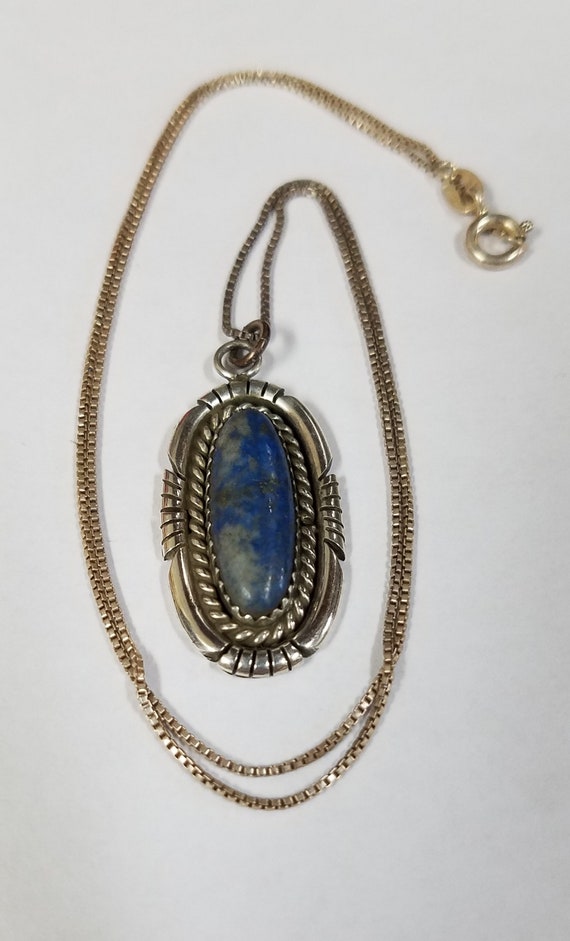 Sterling Silver and Denim Lapis Necklace +