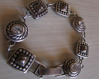 Brighton Heart and Clear Faceted Stone Bracelet. 7" +
