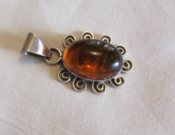 Sterling Silver and Amber Pendant + - image 4