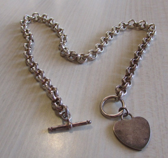 sterling silver heart toggle necklace