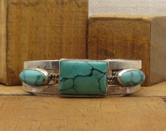 Sterling Silver and Turquoise Cuff Bracelet +