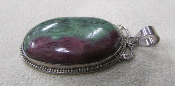 Sterling Silver Ruby Zoisite Pendant + - image 1