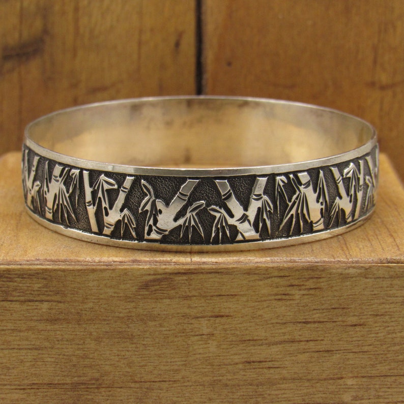 Sterling Silver Bangle Bracelet From Hawaii Bamboo Design image 2