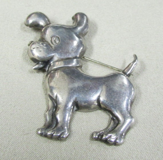 Sterling Silver Happy Puppy Pin +