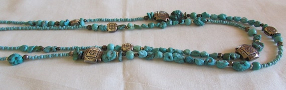 Turquoise, Silver Plate and Glass Bead Southwest … - image 3