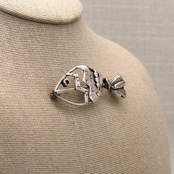 Whimsical Sterling Silver Fish Pin + - image 2