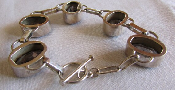 Sterling Silver and Faceted Quartz Link Bracelet + - image 3