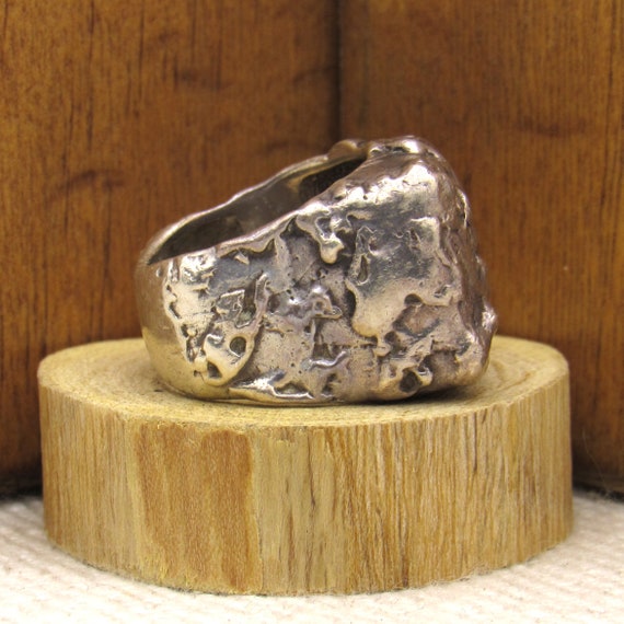 Sterling Silver Large Nugget Cast Ring Size 8 + - image 2