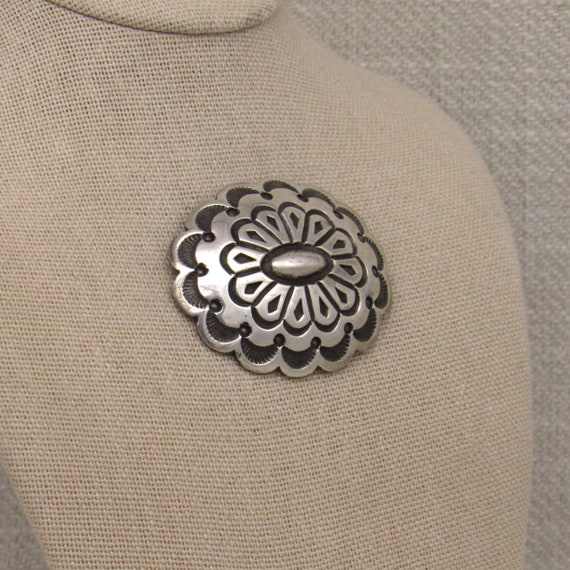 Southwest Sterling Silver Concho Pin + - image 2