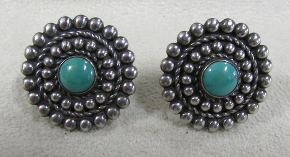 Sterling Silver and Turquoise Screw on Earrings