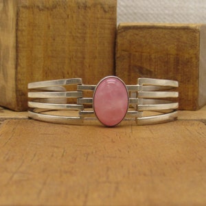 Rose Quartz and Sterling Silver Cuff Bracelet image 1