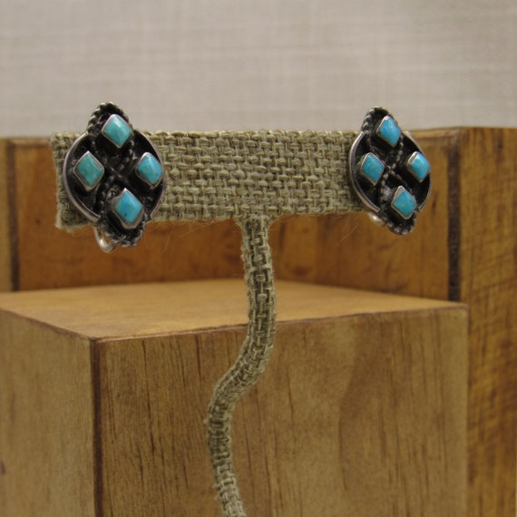 Southwest Sterling Silver and Turquoise Screw-On … - image 2