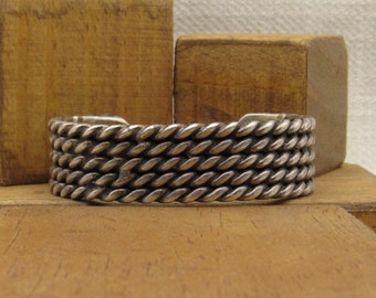 Sterling Silver 5 Rows of Twisted Silver Cuff Bracelet +