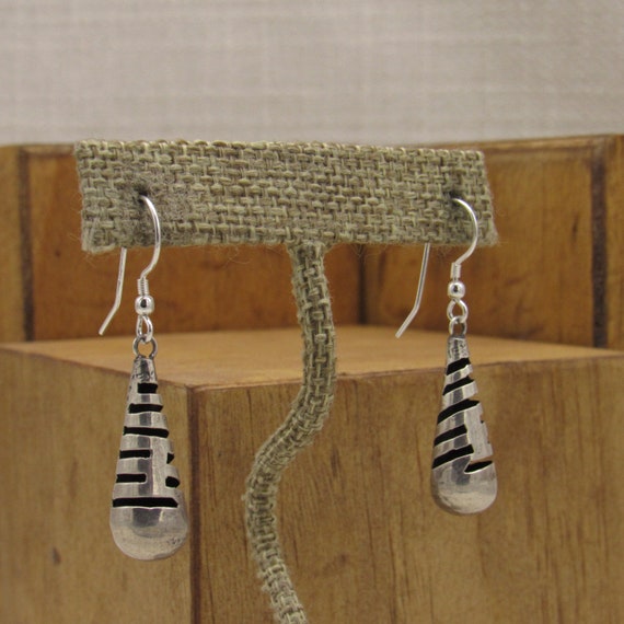 Mexico Sterling Silver Teardrop Dangle Earrings + - image 2