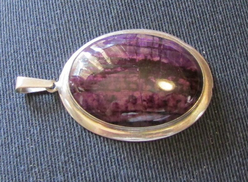 Sterling Silver Pendant with Purple Striated Stone image 3