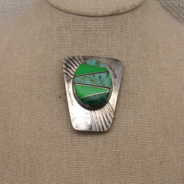 Sterling Silver Southwest Pin with Inlay +