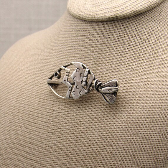 Whimsical Sterling Silver Fish Pin + - image 3
