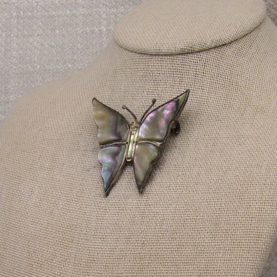 Mexican Sterling Silver and Abalone Butterfly Pin… - image 3