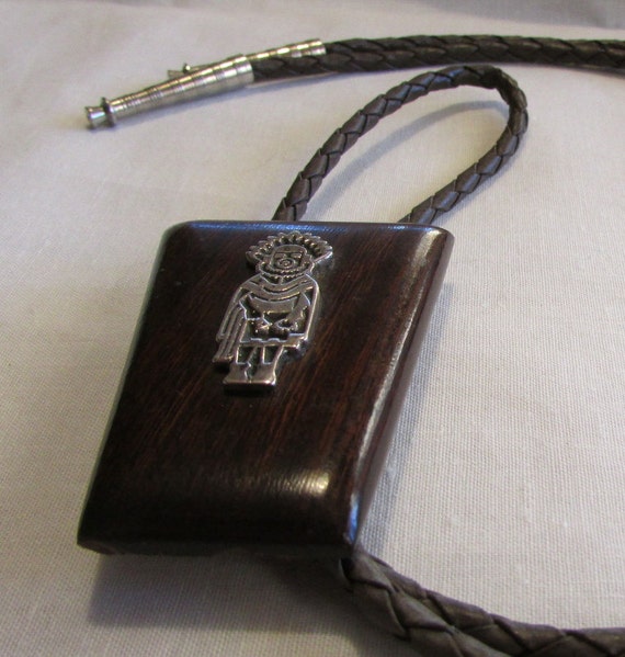 Wood and Early Morning Singer Kachina Bolo Tie + - image 1